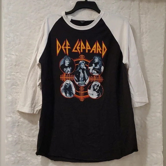 Def Leppard raglan concert tee XL Joe Rick Sav Vivian Phil 3/4 sleeves - Picture 1 of 5